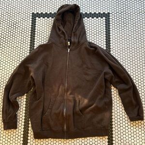 Brown Full-Zip Hooded Sweatshirt